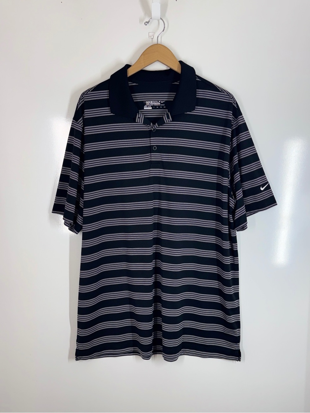 Nike Golf Tour Performance Men Striped Polo Shirt XXL Black Athletic Golf Sporty